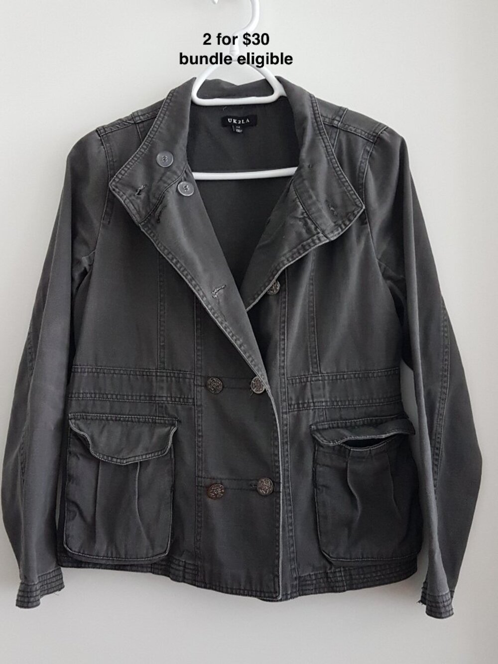 UK2LA Urban Behaviour Military Utility Jacket Charcoal Olive Lightweight